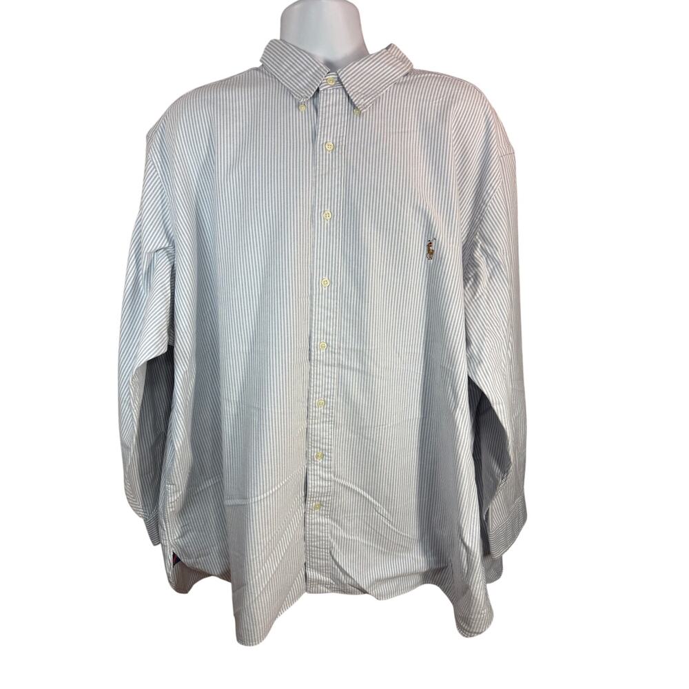 Polo Ralph Lauren Blue White Stripe Classic Fit Button Down Shirt Size 4XB